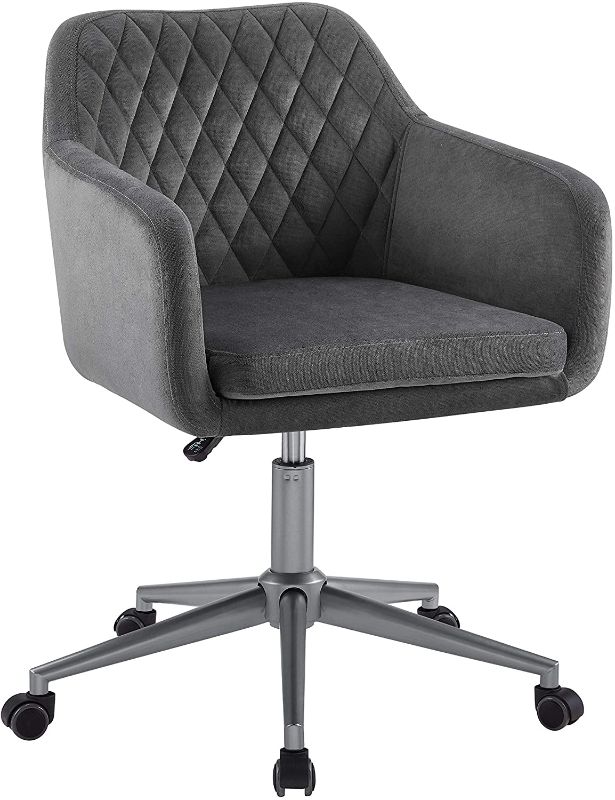 Photo 1 of Linon Grey Quilted Brooklyn Office Chair
