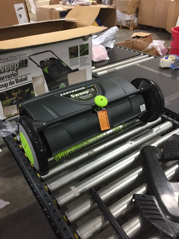 Photo 1 of Earthwise LSW70021 21-Inch Leaf & Grass Push Lawn Sweeper, Width, Black
