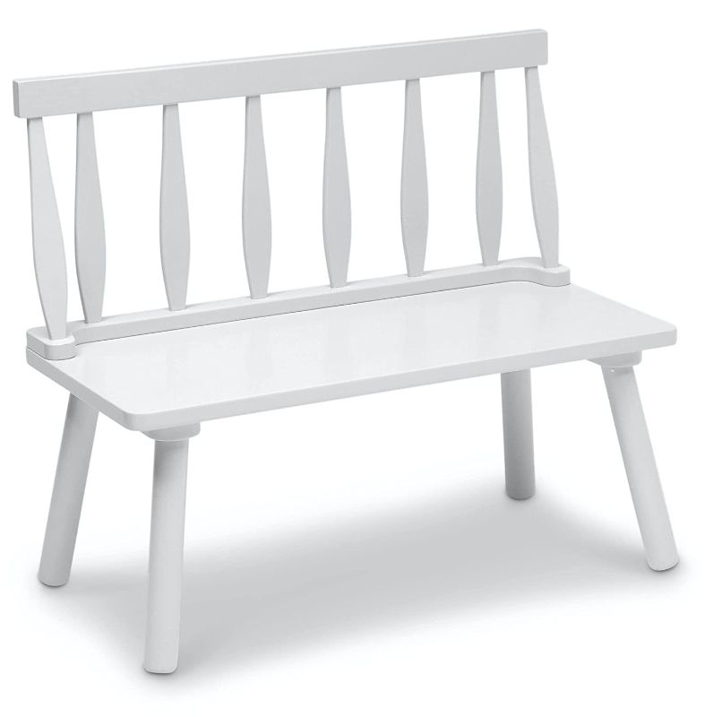 Photo 1 of Delta Children Kids Wooden Windsor Bench, Bianca White
