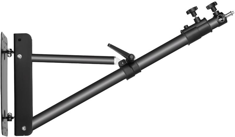 Photo 1 of Neewer Wall Mounting Triangle Boom Arm for Photography Strobe Light, Monolight, Softbox, Umbrella, Reflector and Ring Light, Support 180 Degree Rotation, Max Length 4 Feet/125cm (Black)
