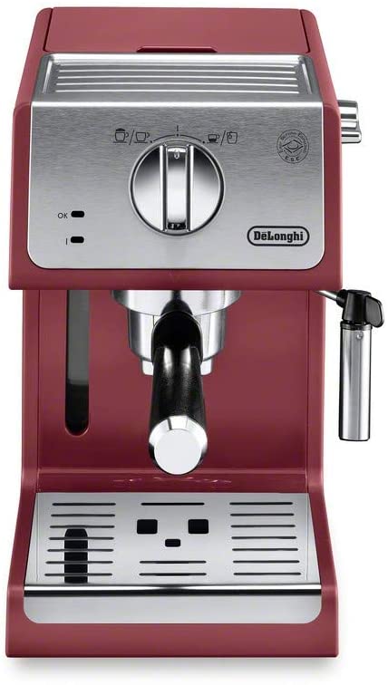 Photo 1 of De'Longhi ECP3220R 15 Bar Espresso Machine with Advanced Cappuccino System, 11.4 x 9.5 x 14.2 inches, Red
