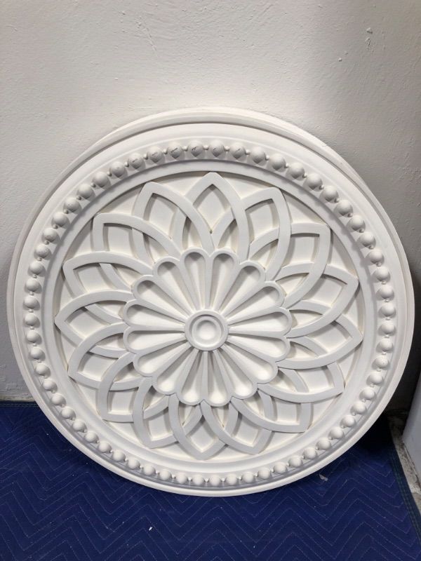 Photo 2 of Decorative Plaster Ceiling Rose Approx 30 Inch Diameter White In Color