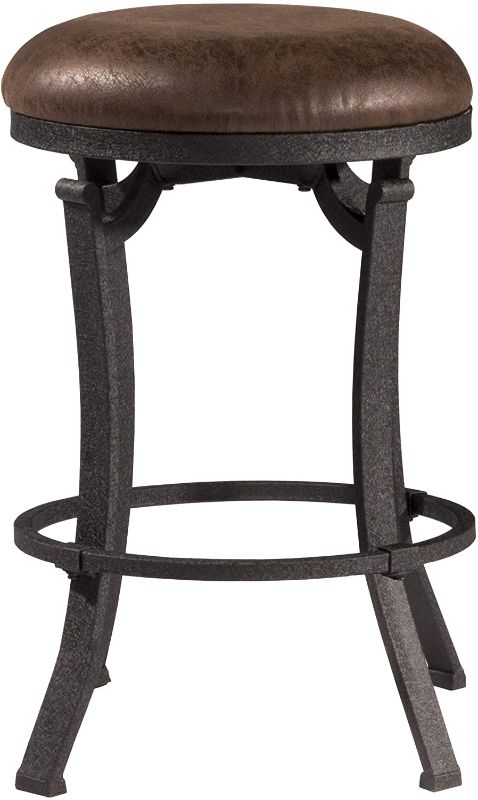 Photo 1 of Hillsdale Kelford Swivel Backless Stool, Counter, Textured Black
