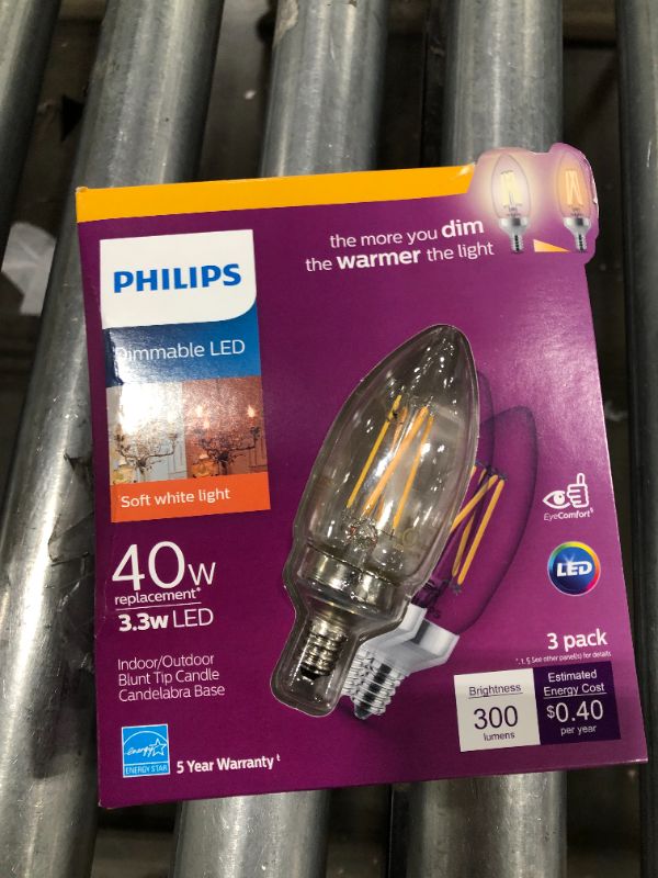 Photo 2 of Philips B11 E12 (Candelabra) LED Bulb Daylight 60 Watt Equivalence 1 pk
