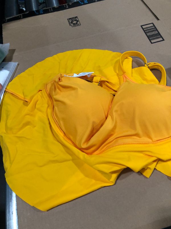 Photo 2 of Women's (XL) Karlee Yellow V-Neck Ruffle Plus Size Bikini Top
