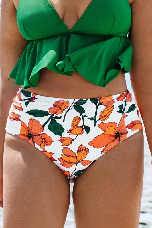 Photo 1 of Women's (2X) Zoe Floral High Waisted Plus Size Bikini Bottom
