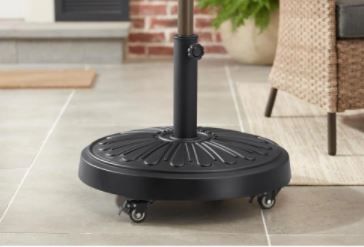 Photo 1 of 50 lbs. Concrete and Resin Patio Umbrella Base in Black
