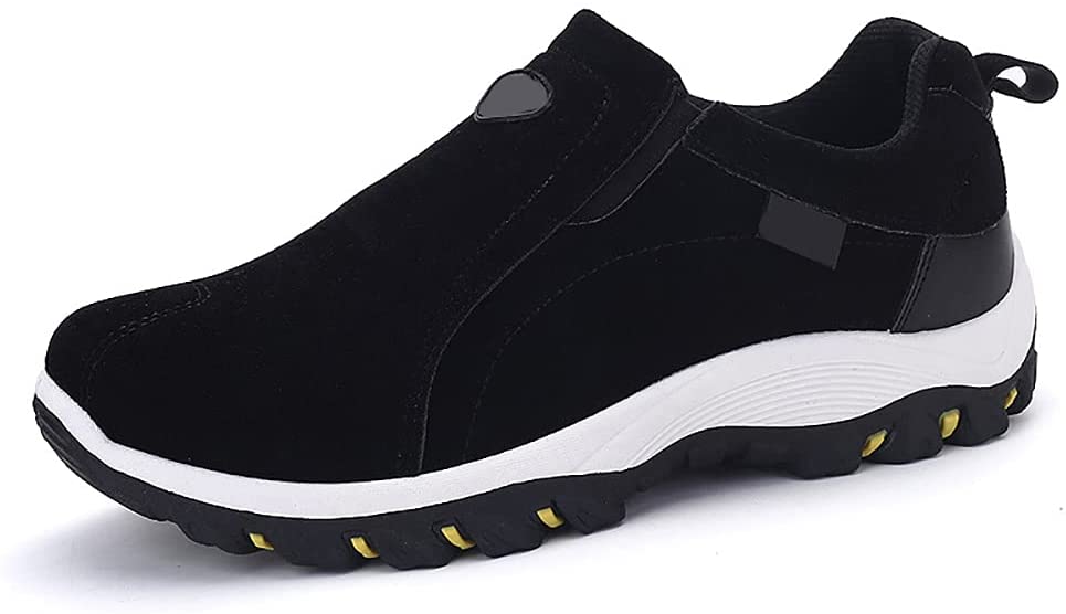 Photo 1 of Mens Nonslip Running Shoes with Good Arch Support, Breathable Lightweight Sneakers Easy to Put on and Take Off, for Sports, Mountaineering (Black,44)
