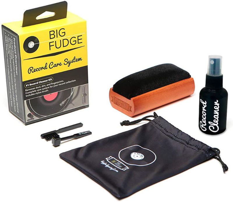 Photo 1 of Big Fudge Vinyl Record Cleaning Kit - Complete 4-in-1 - Includes Ultra-Soft Velvet Record Brush, Cleaning Liquid, Stylus Brush and Storage Pouch! Will NOT Scratch Your Records!
