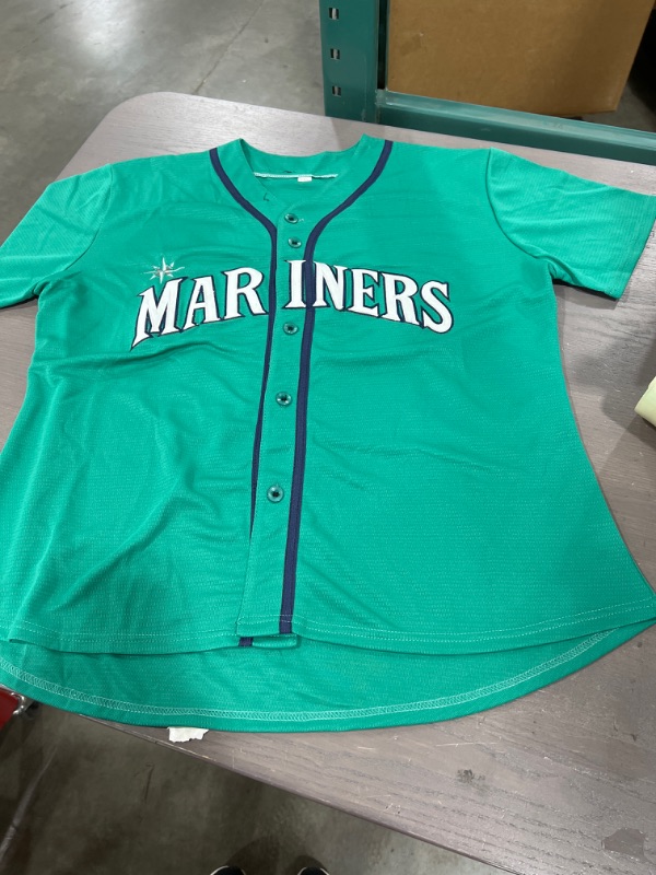 Photo 1 of Men's J.P. Seattle Mainers Jersey, Aqua, 48 & Women's Luis Torrens Seattle Mariners Jersey, 2XL