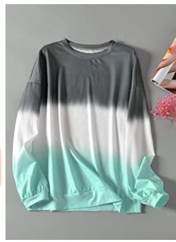 Photo 1 of Women Long Sleeve Sweatshirt Colorblock Tie Dye Printed Pullover Tops, XXL
