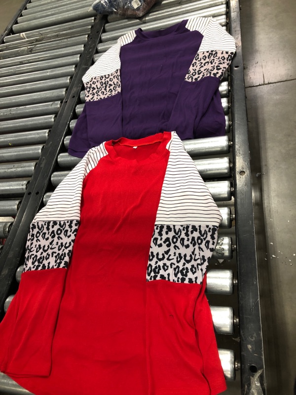 Photo 1 of 2pk | Women's Long Sleeve Shirts Purple and Red, Medium 