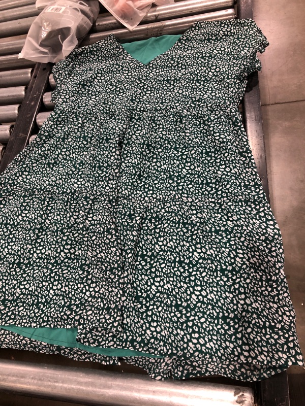 Photo 1 of Women's Green Short Sleeve summer Dress with Floral Print, Medium