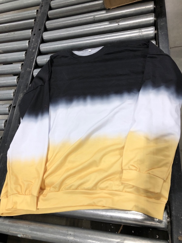 Photo 1 of Women's Long Sleeve Tye Dye Sweater Black/Yellow/White, Large