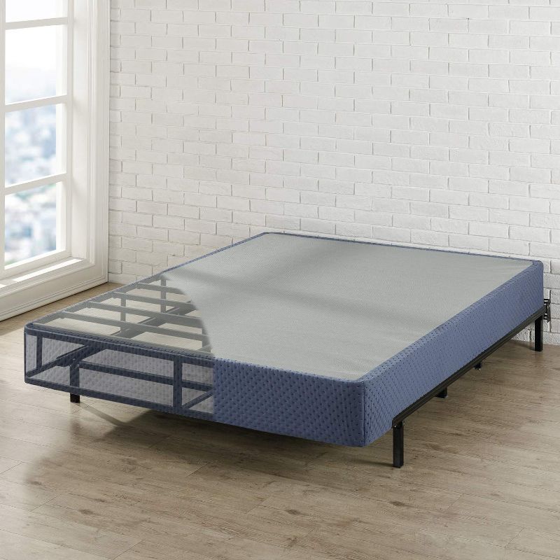 Photo 1 of Best Price Mattress Mellow 9" High Profile with Heavy Duty Steel Slat Mattress Foundation Fits Standard Bed Frame, Queen, Navy
