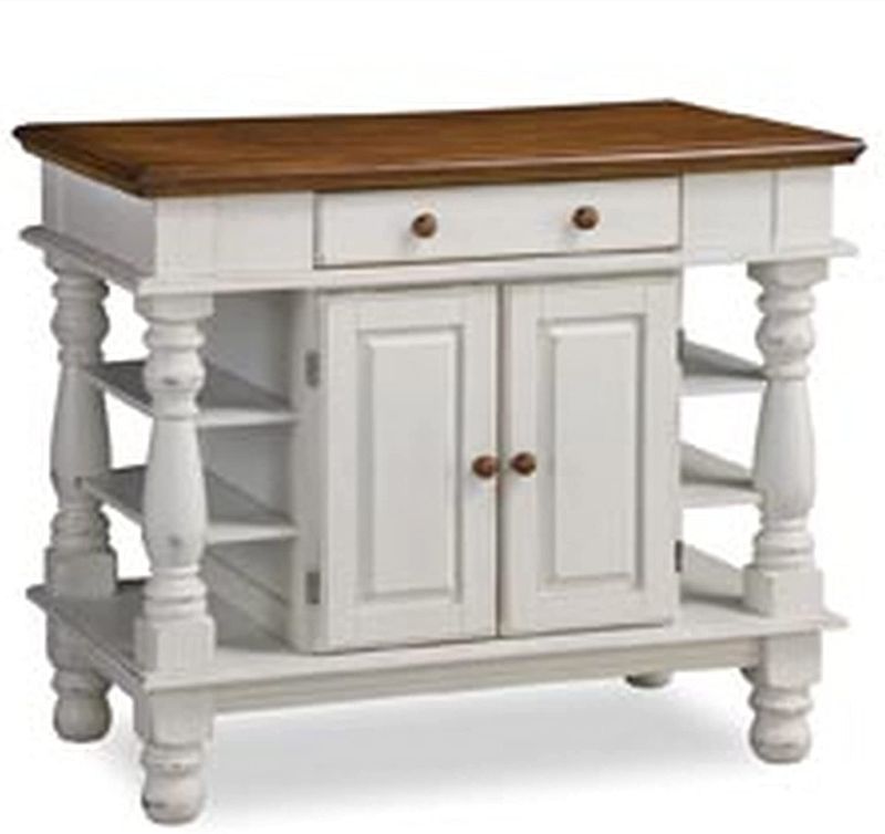 Photo 1 of Homestyles Kitchen Island Americana Dual Side Storage Cabinet, 36 Inches High by 42 Inches Wide, Antique White