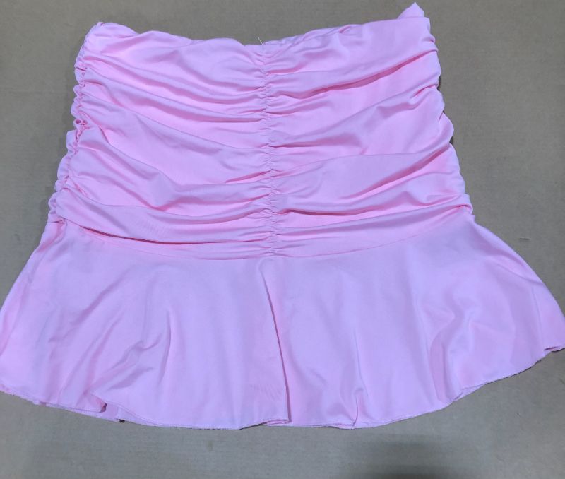 Photo 2 of Meiweileya Women Ruched Ruffle Skirt Solid Stretch Pleated Sexy Mini Skirt Tennis Skirt for Girls  - medium