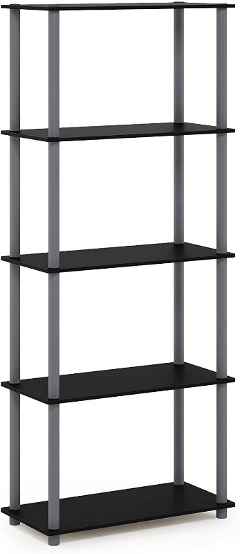 Photo 1 of Furinno Turn-N-Tube 5-Tier Multipurpose Shelf Display Rack, Single, Black/Grey