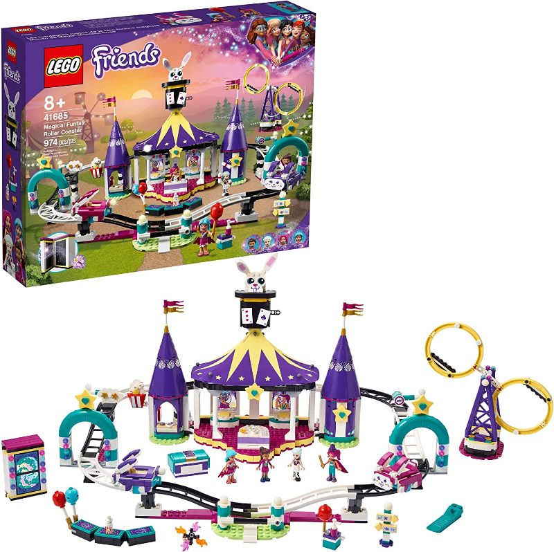 Photo 1 of LEGO Friends Magical Funfair Roller Coaster 41685 Building Kit; Pretend Playset for Kids Who Love Theme Park Toys; New 2021 (974 Pieces)
