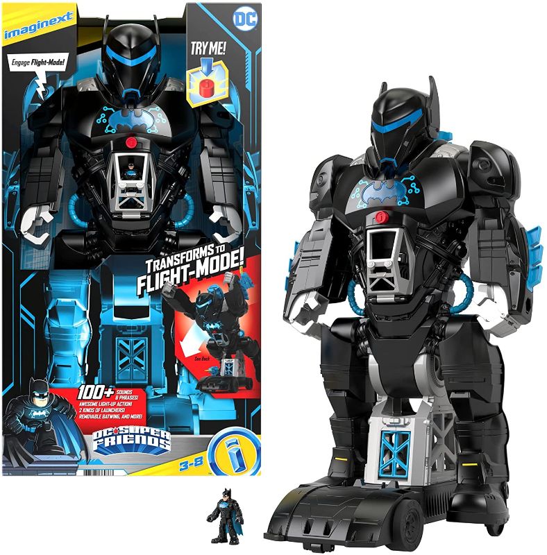 Photo 1 of Fisher-Price Imaginext DC Super Friends Bat-Tech Batbot, Transforming 2-in-1 Batman Robot and Playset with Lights and Sounds for Kids Ages 3-8
