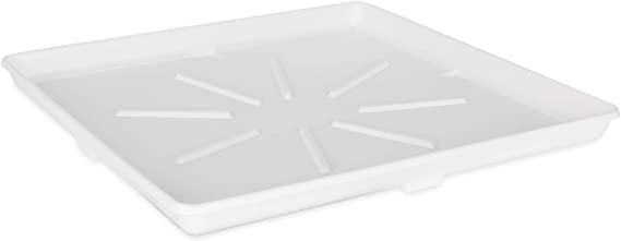 Photo 1 of Camco 20762 30"OD x 28" Washing Machine Drain Pan for Stackable Units w/PVC Fitting (White) - Inner dimensions: 25"x27"
