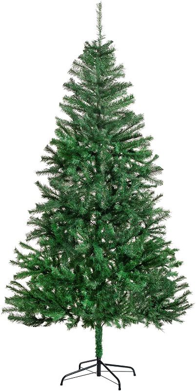 Photo 1 of 7ft Artificial Christmas Tree – Unlit, Easy Assembly, Includes Metal Stand, Pine, Green, Holiday Decoration, On Clearance, Indoor Décor, Magical, Arbol de Navidad
