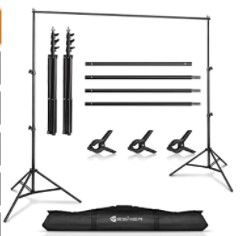 Photo 1 of Yesker Photo Video Studio 10ft Adjustable Backdrop Stand, Background Support System Kit with Carry Bag for Photography Studio Parties Wedding
