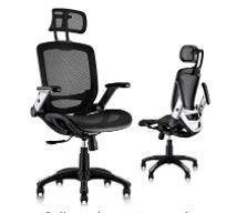 Photo 1 of Gabrylly Ergonomic Mesh Office Chair, High Back Desk Chair - Adjustable Headrest with Flip-Up Arms, Tilt Function, Lumbar Support and PU Wheels, Swivel Computer Task Chair
