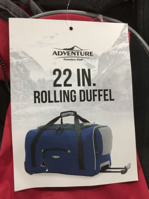 Photo 3 of 22" Travelers Club Adventure Upright Rolling Duffel Bag, red