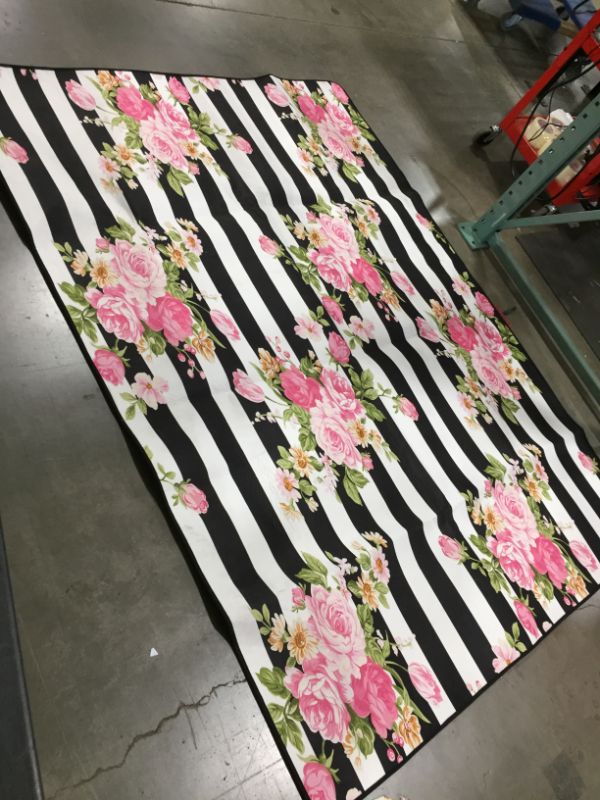 Photo 1 of 82" x 5' FLORAL AND STRIPPED RUG