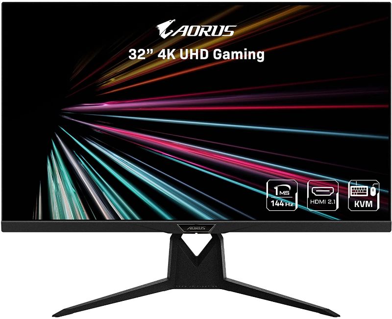 Photo 1 of AORUS FI32U 32" 4K SS IPS Gaming Monitor, Exclusive Built-in ANC, 3840x2160 Display, 144 Hz Refresh Rate, 1ms Response Time (GTG), 1x Display Port 1.4, 2X HDMI 2.1, 2X USB 3.0, with USB Type-C
