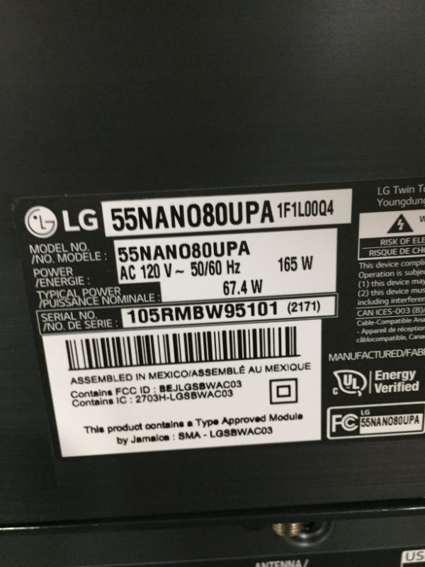 Photo 2 of LG 55" Class 4K UHD Smart NanoCell 80 Series TV 55NANO80UPA
