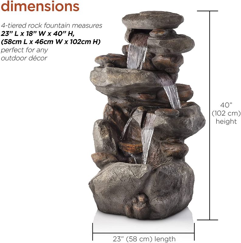 Photo 6 of Alpine Corporation WIN316 Water Floor Standing Fountains, 23"L x 18"W x 40"H, Lt. Gray
