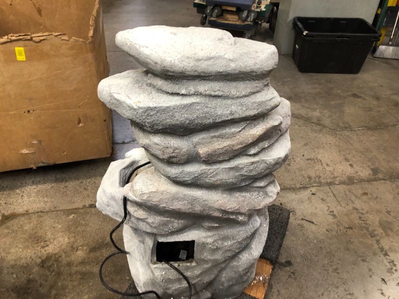 Photo 1 of Alpine Corporation WIN316 Water Floor Standing Fountains, 23"L x 18"W x 40"H, Lt. Gray

