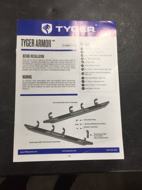 Photo 4 of Tyger Auto TG-AM2C20028 Star Armor Kit Compatible with 2007-2018 Chevy Silverado/GMC Sierra 1500 & 2007-2019 2500/3500HD Extended/Double Cab | Textured Black | Side Step | Nerf Bars | Running Boards
