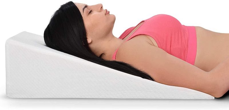 Photo 1 of Bed Wedge Pillow with Memory Foam Top 7in – Wedge Pillow for Snoring, Neck Pillow for Pain Relief, Allergy Pillow, Acid Reflux Pillow, Heartburn Relief – Removable, Washable Cover
