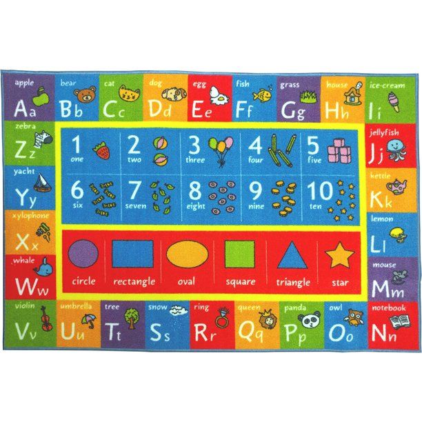 Photo 1 of KC Cubs Playtime Collection Multicolor ABC Numbers Shapes Educational 3'3"x4'7" Area Rug
