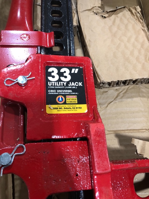 Photo 1 of BIG RED TRA8335 Torin 33" Ratcheting Off Road Utility Farm Jack, 3 Ton (6,000 lb) Capacity, Red
