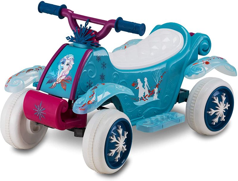 Photo 1 of Kid Trax Toddler Disney Frozen 2 Electric Quad Ride On Toy, Kids 1.5-3 Years Old, 6 Volt Battery and Charger Included, Max Weight 45 lbs, Frozen 2 Blue
