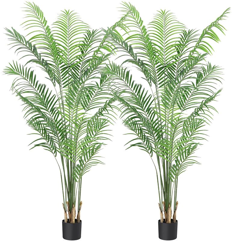 Photo 1 of CROSOFMI Artificial Areca Palm Plant 6.2Feet Fake Tropical Palm Tree, Perfect Faux Dypsis Lutescens Plants in Pot for Indoor Outdoor House Home Office Garden Modern Decoration Housewarming 
