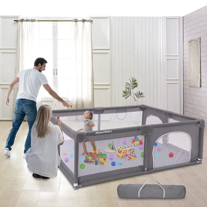 Photo 6 of Large Baby Playpen, Extra Safe with Anti-Collision Foam Playpens for Babies, Indoor & Outdoor Playard for Kids Activity Center with Gate, Large Anti-Fall Playpen
