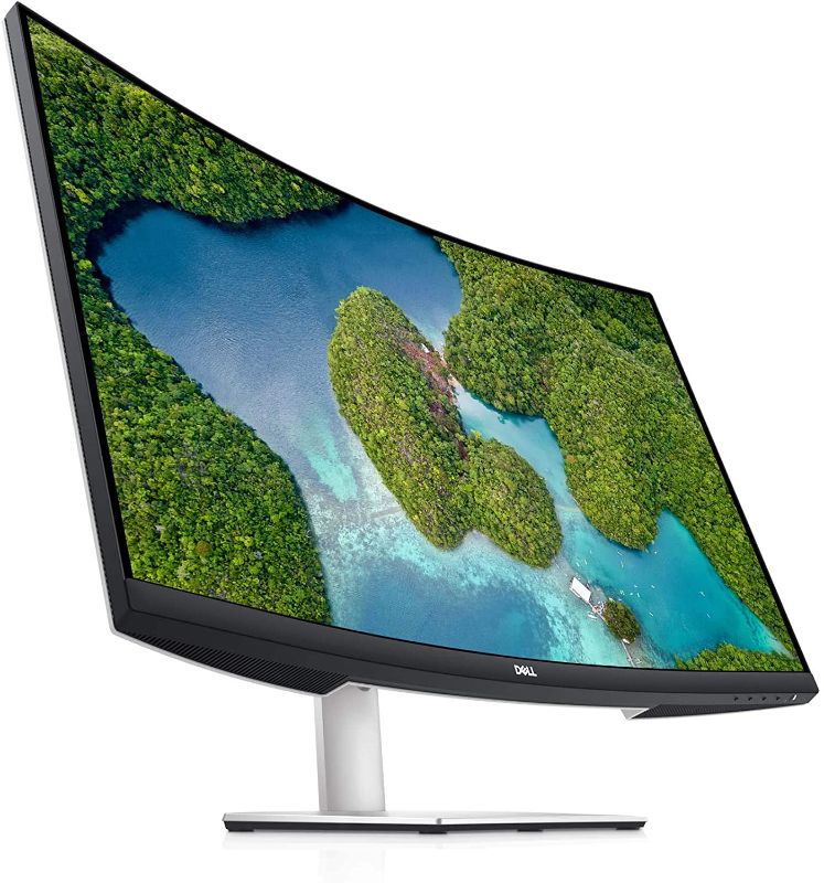 Photo 1 of Dell S3221QS 32 Inch Curved 4K UHD, VA Ultra-Thin Bezel Monitor, AMD FreeSync, HDMI, DisplayPort, Built in Speakers, VESA Certified, Silver, Latest Edition
