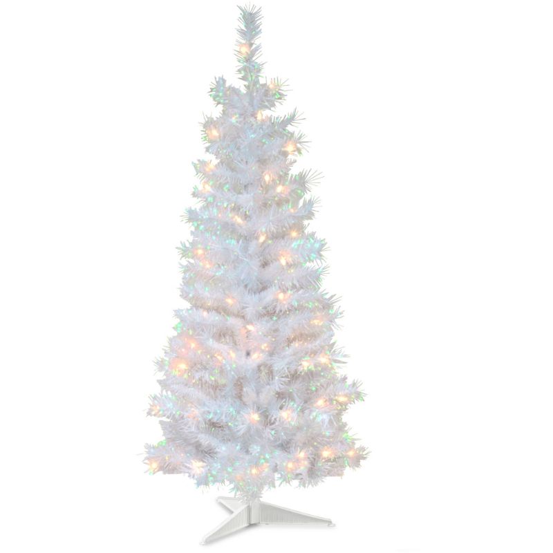 Photo 1 of 4' White Iridescent Tinsel Tree with Clear Lights