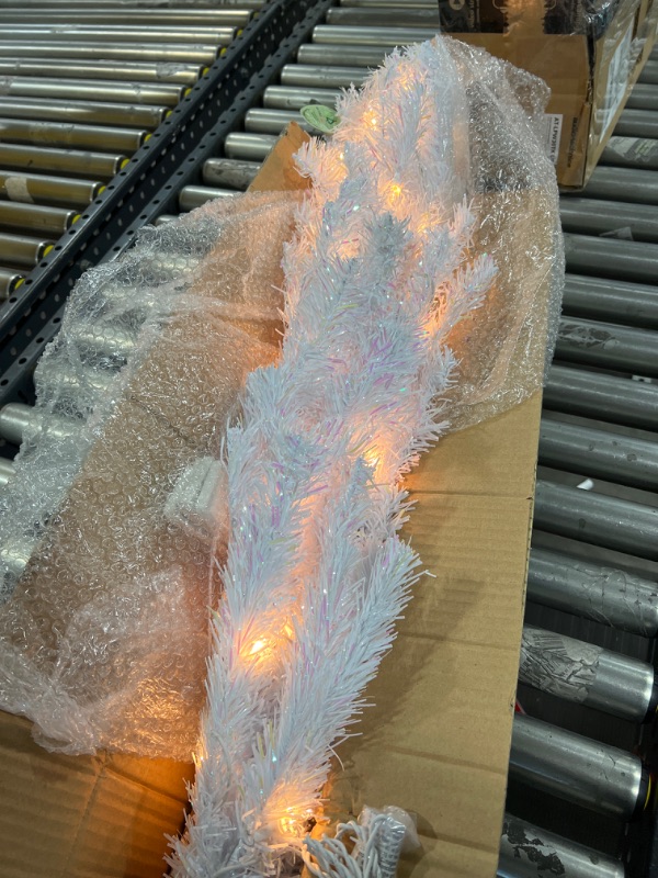 Photo 1 of 4' White Iridescent Tinsel Tree with Clear Lights