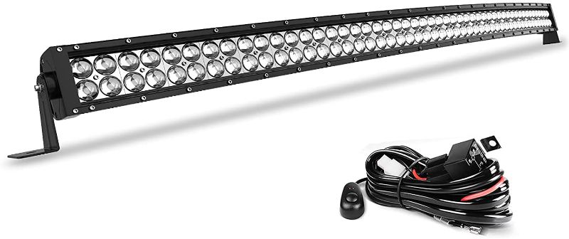 Photo 1 of AUTOSAVER88 LED Light Bar 52 Inch Curved Work Light 4D 500W with 10ft Wiring Harness, 50000LM Offroad Driving Fog Lamp Marine Boating Light IP68 WATERPROOF Spot & Flood Combo Beam Light Bar
