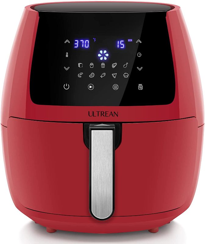 Photo 1 of Ultrean 5.8 Quart Air Fryer, Electric Hot Air Fryers Oilless Cooker with 10 Presets, Digital LCD Touch Screen, Nonstick Basket, 1700W, UL Listed (Red)
