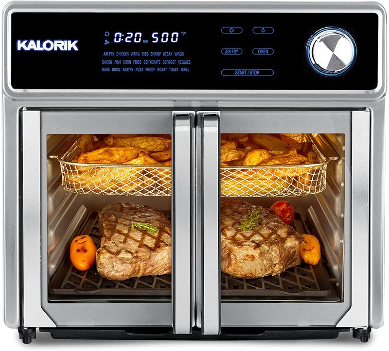 Photo 1 of Kalorik MAXX® AFO 47631 SS AS SEEN ON TV Air Fryer Oven Grill (26 Qt) Digital Smokeless Indoor Grill and Air Fryer Oven Combo with 11 Accessories, Authentic BBQ, Rotisserie, and More | 1700W | Black & Stainless Steel
