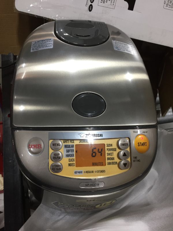 Photo 3 of Zojirushi NP-HCC18XH Induction Heating System Rice Cooker and Warmer, 1.8 L, Stainless Dark Gray
