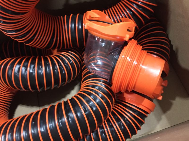 Photo 3 of Camco RhinoEXTREME 20ft RV Sewer Hose Kit, Includes Swivel Fitting and Translucent Elbow with 4-In-1 Dump Station Fitting, Crush Resistant, Storage Caps Included - 39867
