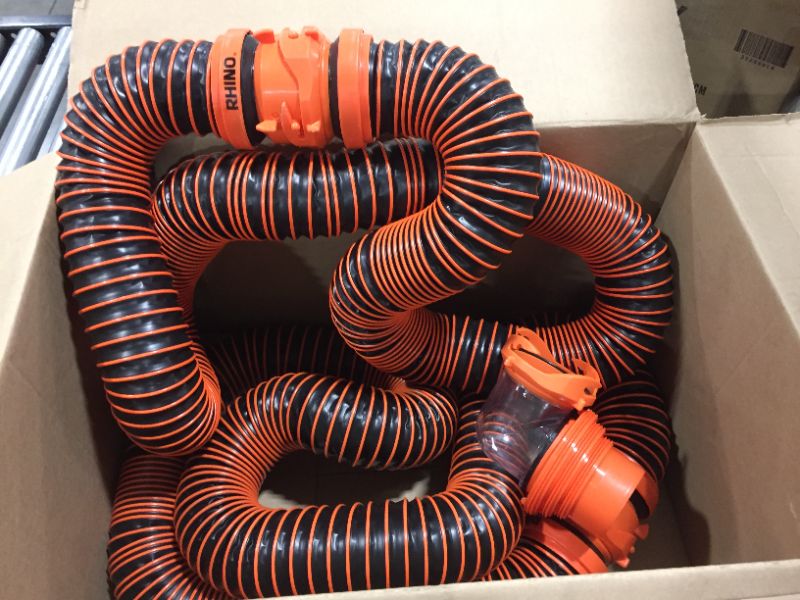 Photo 2 of Camco RhinoEXTREME 20ft RV Sewer Hose Kit, Includes Swivel Fitting and Translucent Elbow with 4-In-1 Dump Station Fitting, Crush Resistant, Storage Caps Included - 39867
